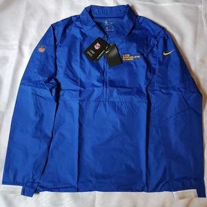 Nike NFL LA Rams Men's Sideline Coaches Half-Zip Long Sleeve Jacket Royal Cream